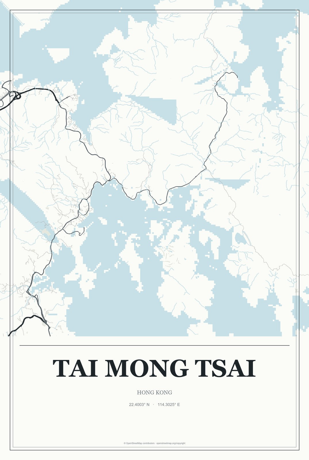 Tai Mong Tsai, Hong Kong City Map Aluminum Sign in Gallery Air style