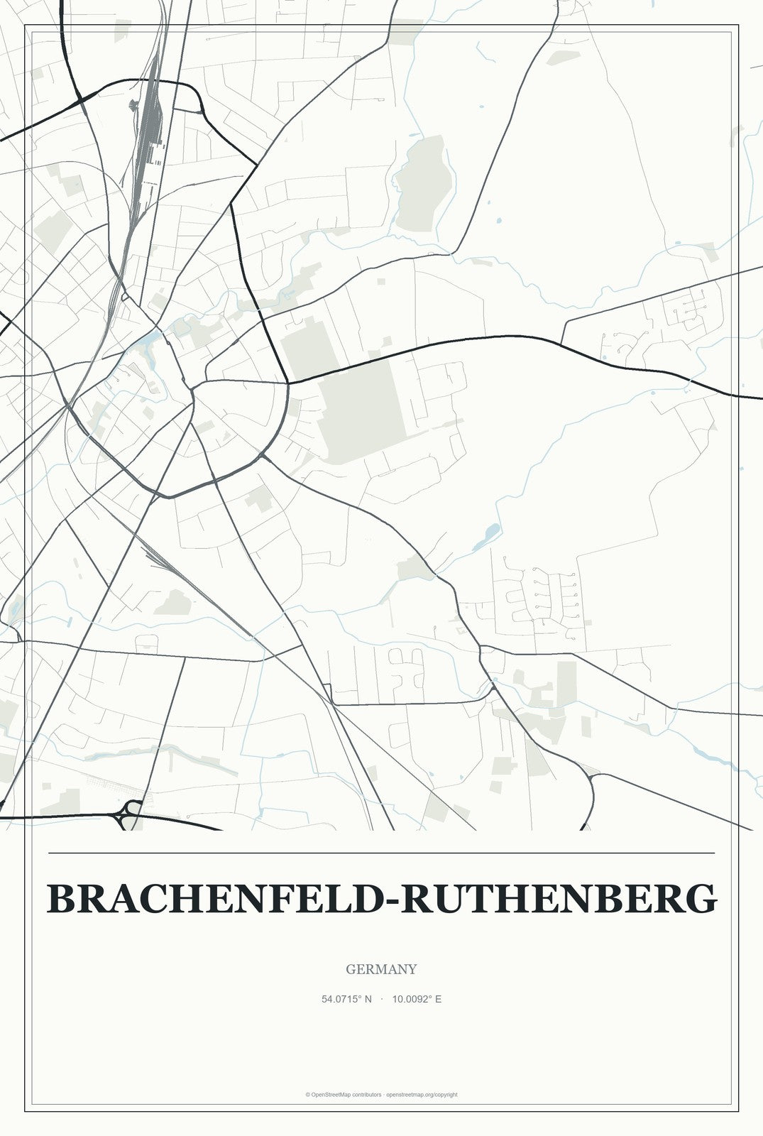 Brachenfeld-Ruthenberg, Germany City Map Aluminum Sign in Gallery Air style