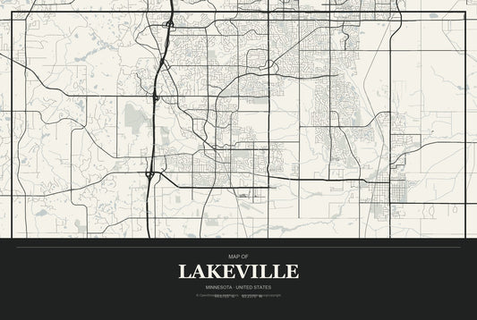 Lakeville, Minnesota City Map Aluminum Sign in Museum Plaque style