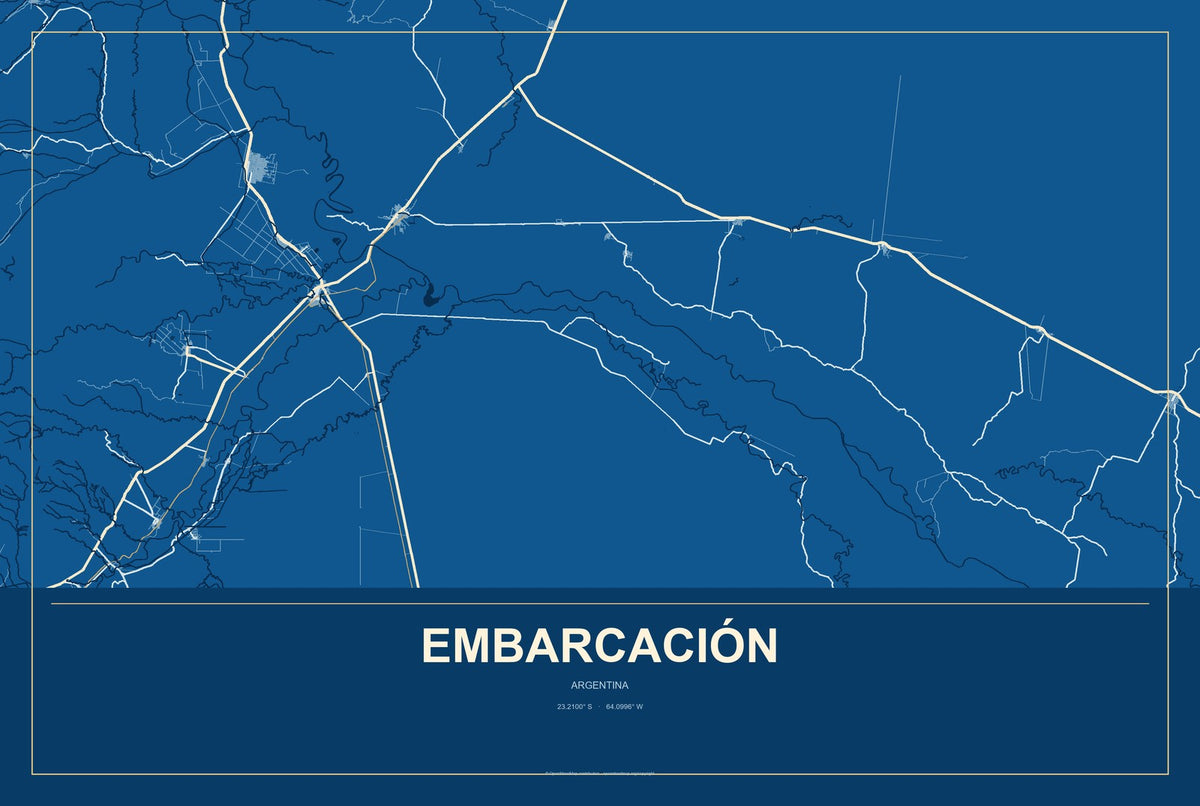 Embarcación, Argentina City Map Aluminum Sign in Harbor Cobalt style