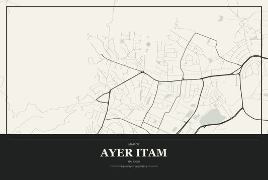 Ayer Itam, Malaysia City Map Aluminum Sign in Museum Plaque style