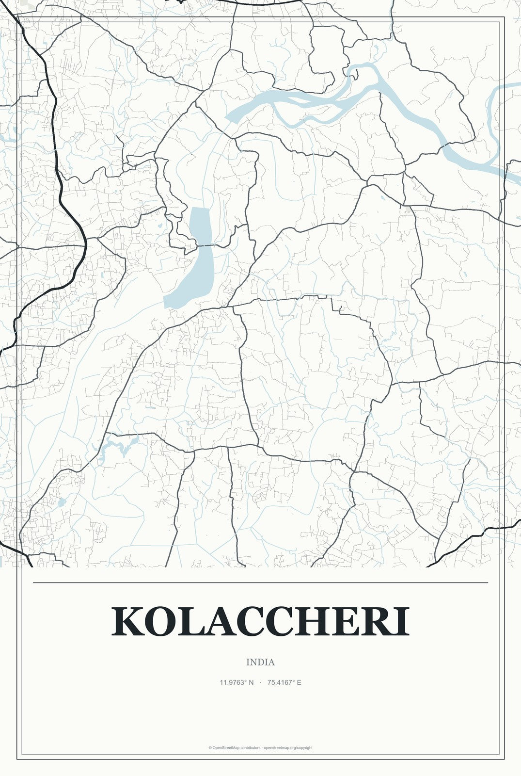 Kolaccheri, India City Map Aluminum Sign in Gallery Air style