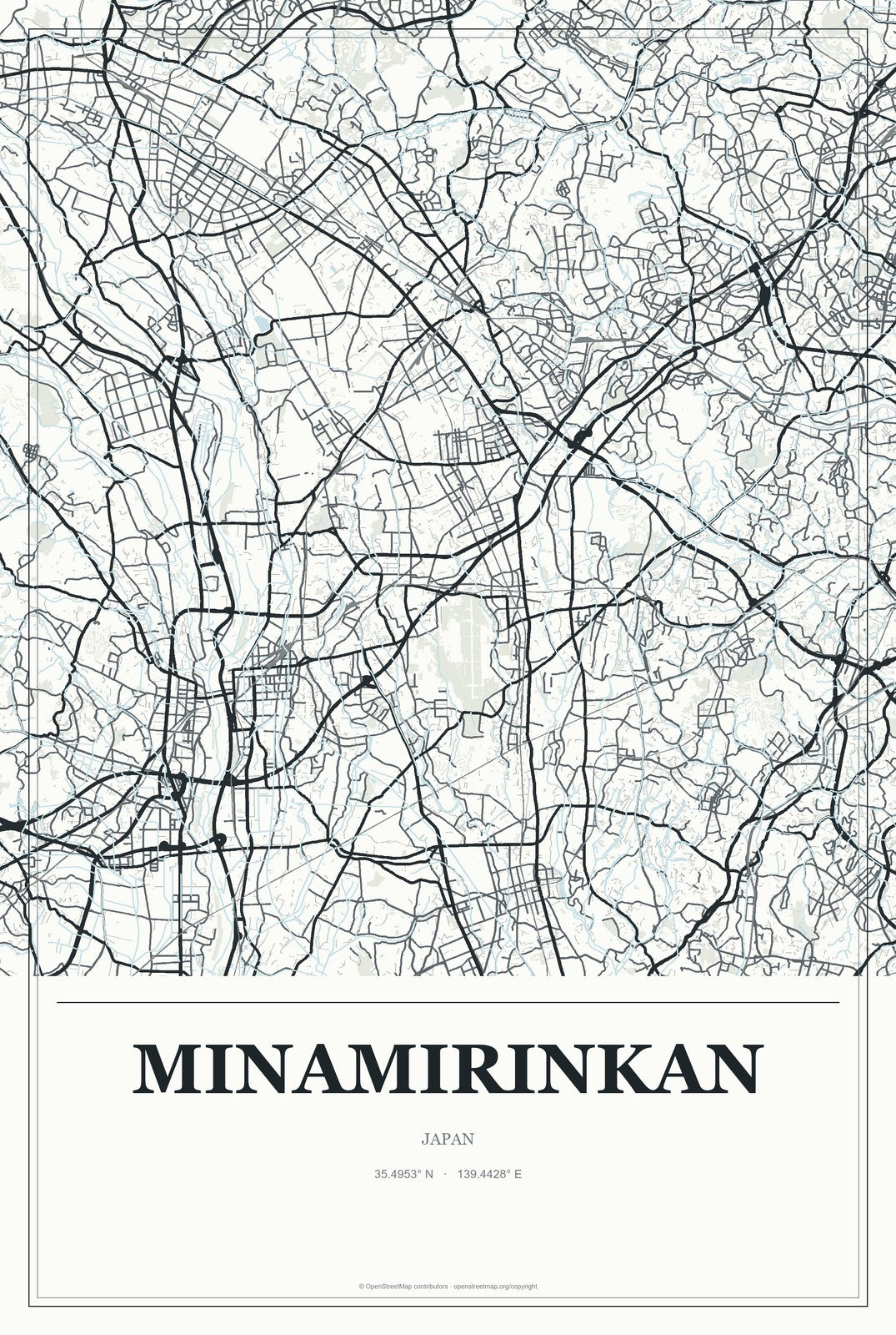 Minamirinkan, Japan City Map Aluminum Sign in Gallery Air style