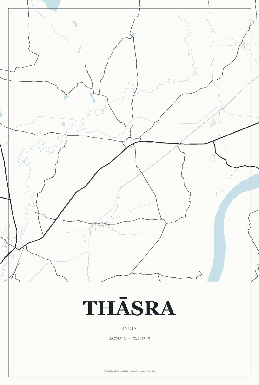 Thāsra, India City Map Aluminum Sign in Gallery Air style
