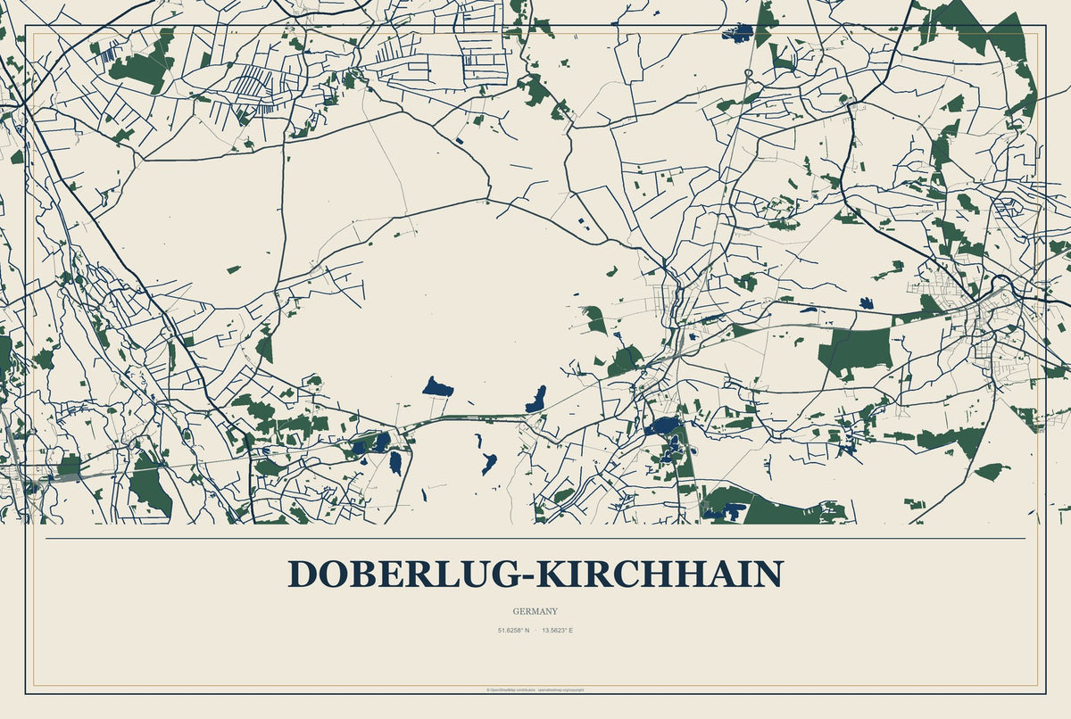 Doberlug-Kirchhain, Germany City Map Aluminum Sign in Coastal Cutout style