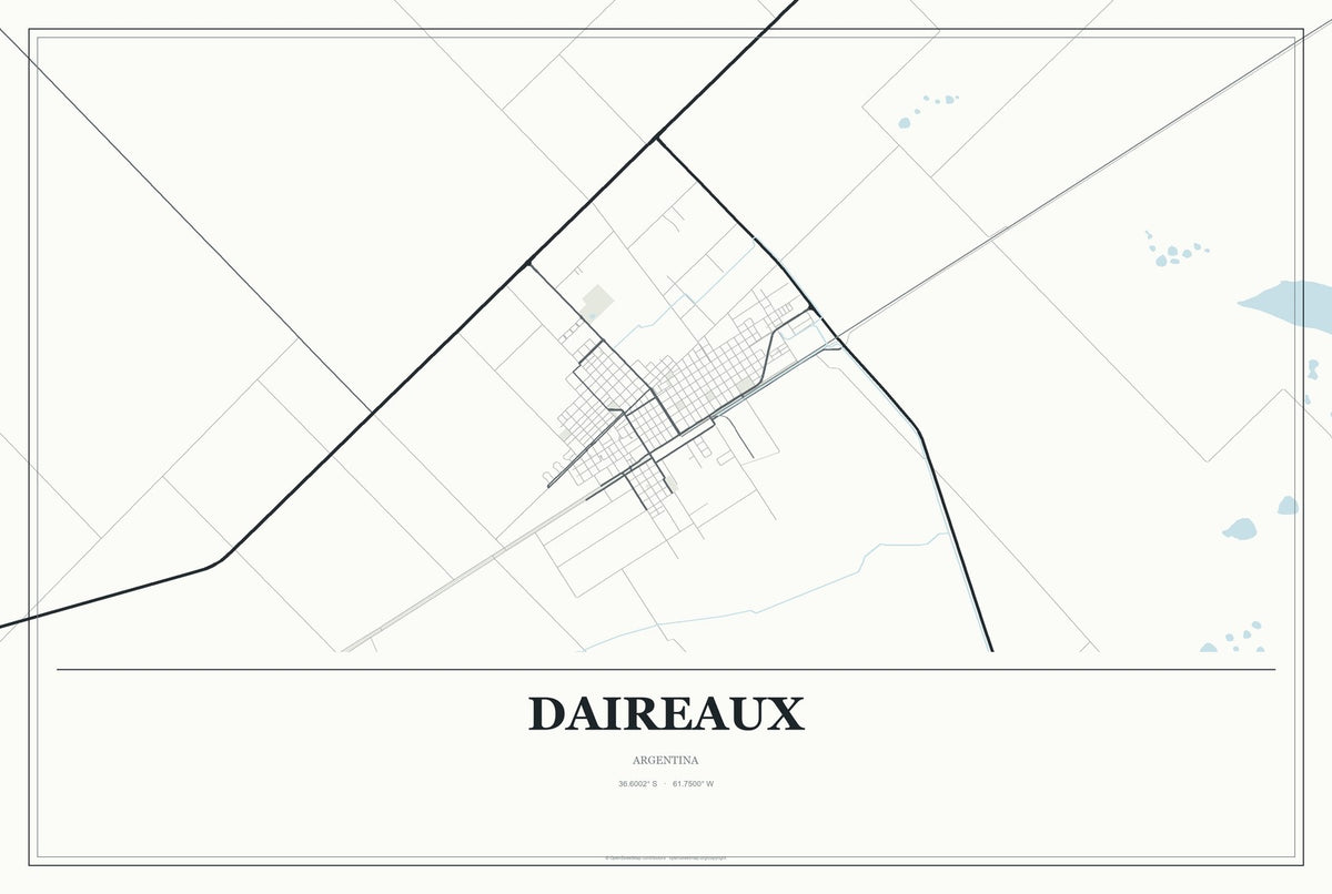Daireaux, Argentina City Map Aluminum Sign in Gallery Air style