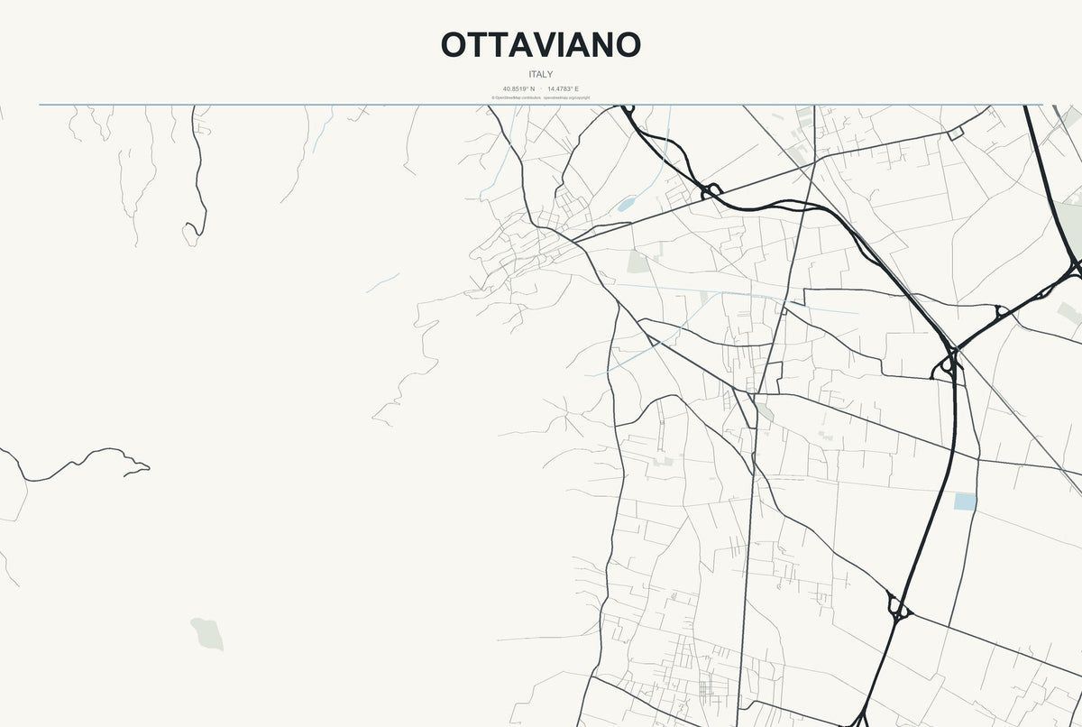 Ottaviano, Italy City Map Aluminum Sign in Headline Atlas style