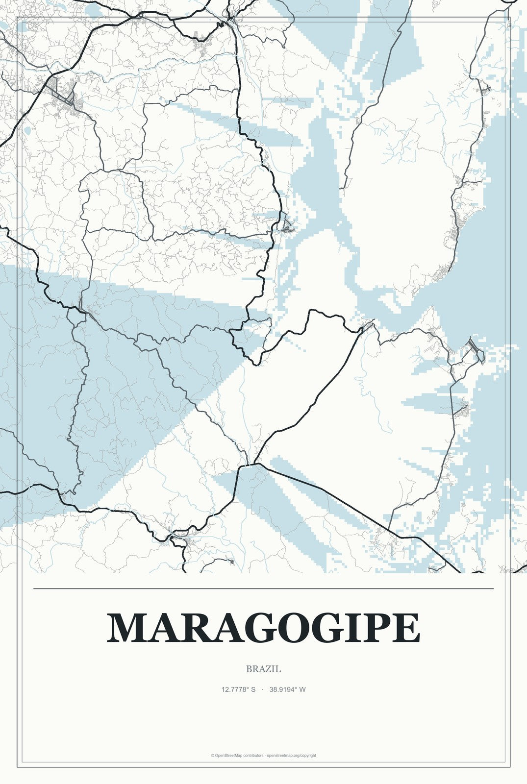 Maragogipe, Brazil City Map Aluminum Sign in Gallery Air style