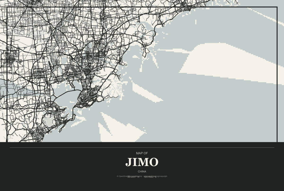 Jimo, China City Map Aluminum Sign in Museum Plaque style