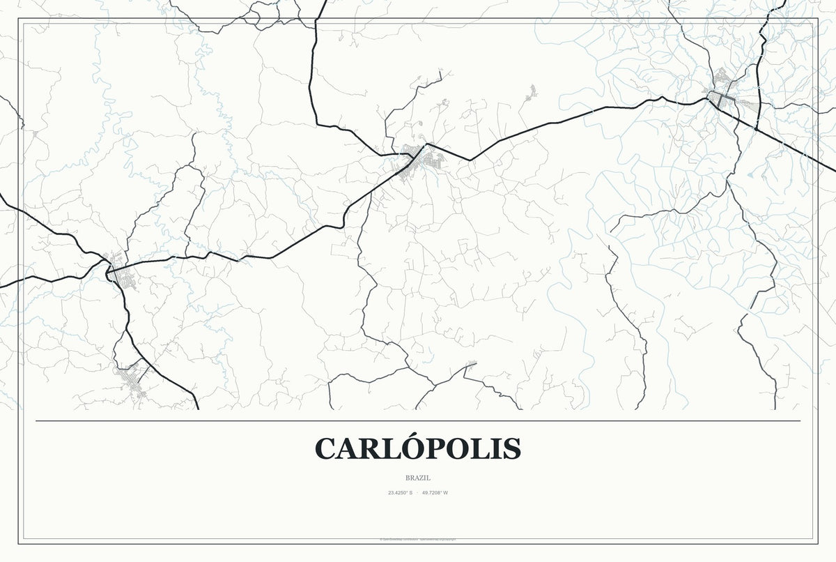 Carlópolis, Brazil City Map Aluminum Sign in Gallery Air style