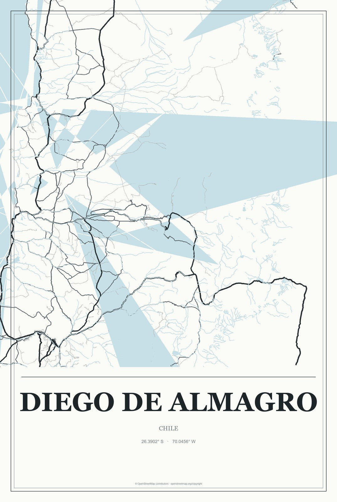 Diego de Almagro, Chile City Map Aluminum Sign in Gallery Air style