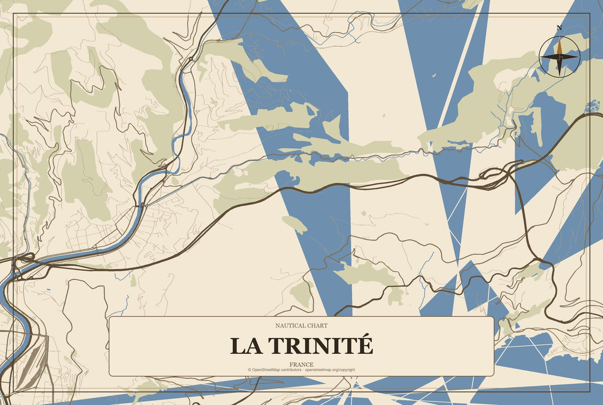 La Trinité, France City Map Aluminum Sign in Heritage Nautical style