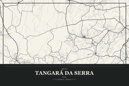 Tangará da Serra, Brazil City Map Aluminum Sign in Museum Plaque style