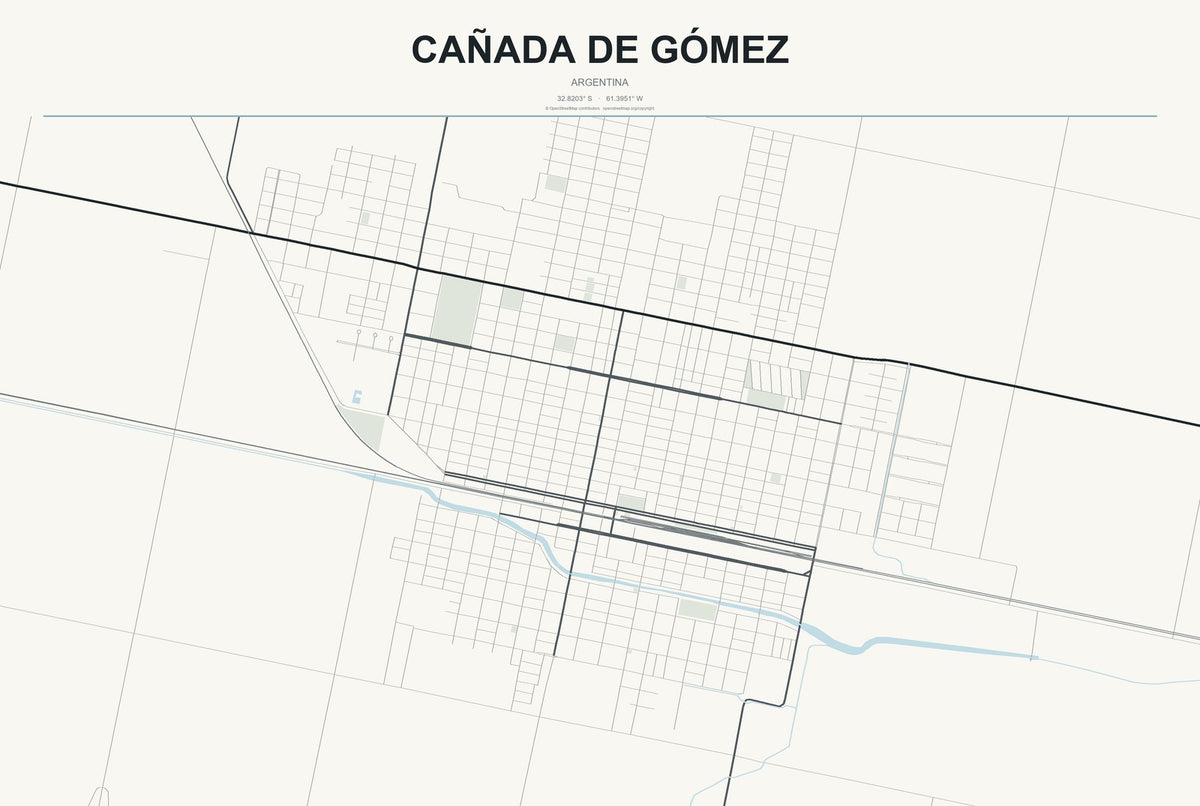 Cañada de Gómez, Argentina City Map Aluminum Sign in Headline Atlas style