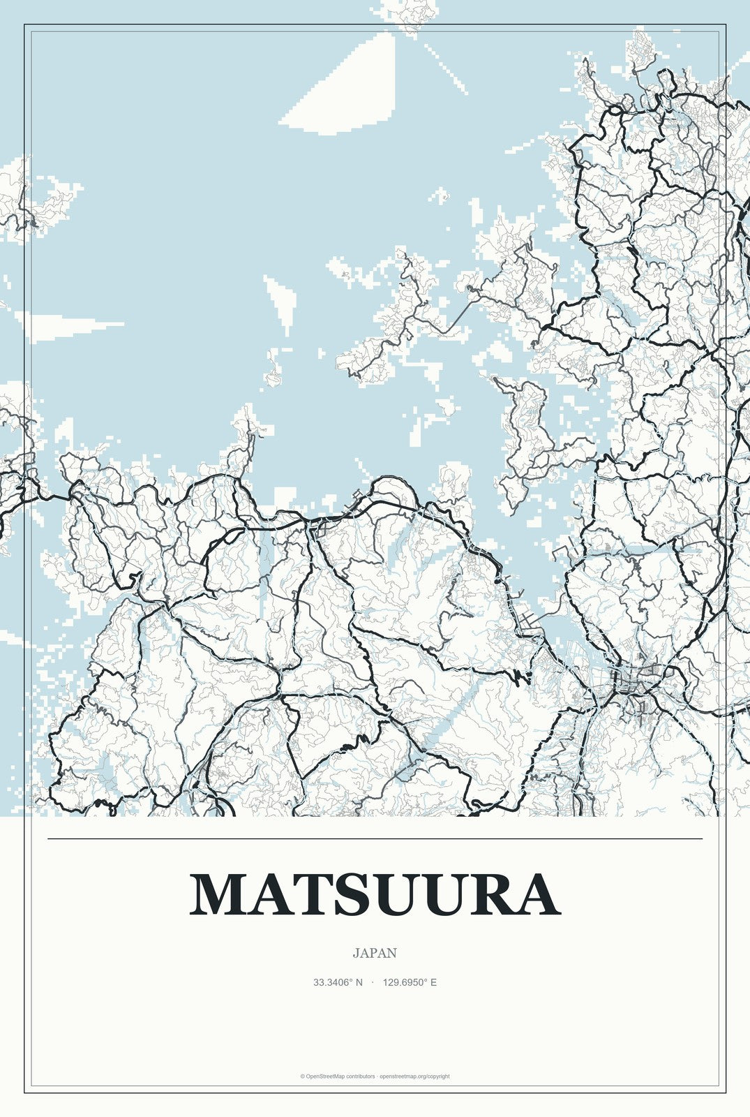 Matsuura, Japan City Map Aluminum Sign in Gallery Air style