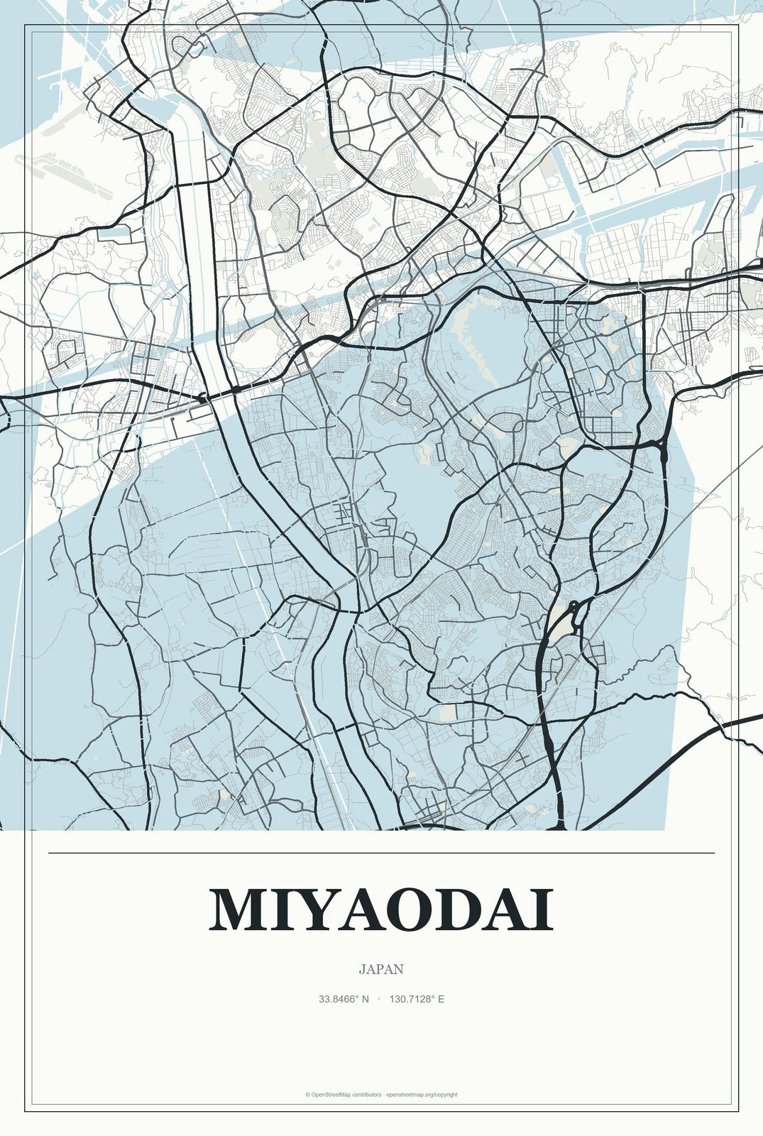 Miyaodai, Japan City Map Aluminum Sign in Gallery Air style