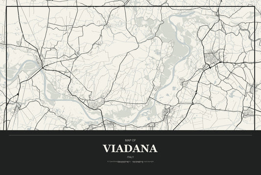 Viadana, Italy City Map Aluminum Sign in Museum Plaque style
