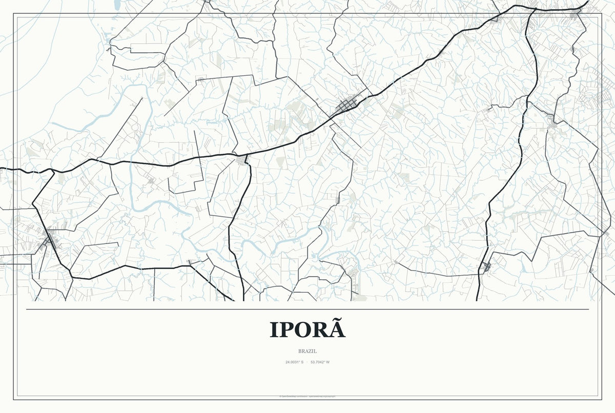 Iporã, Brazil City Map Aluminum Sign in Gallery Air style
