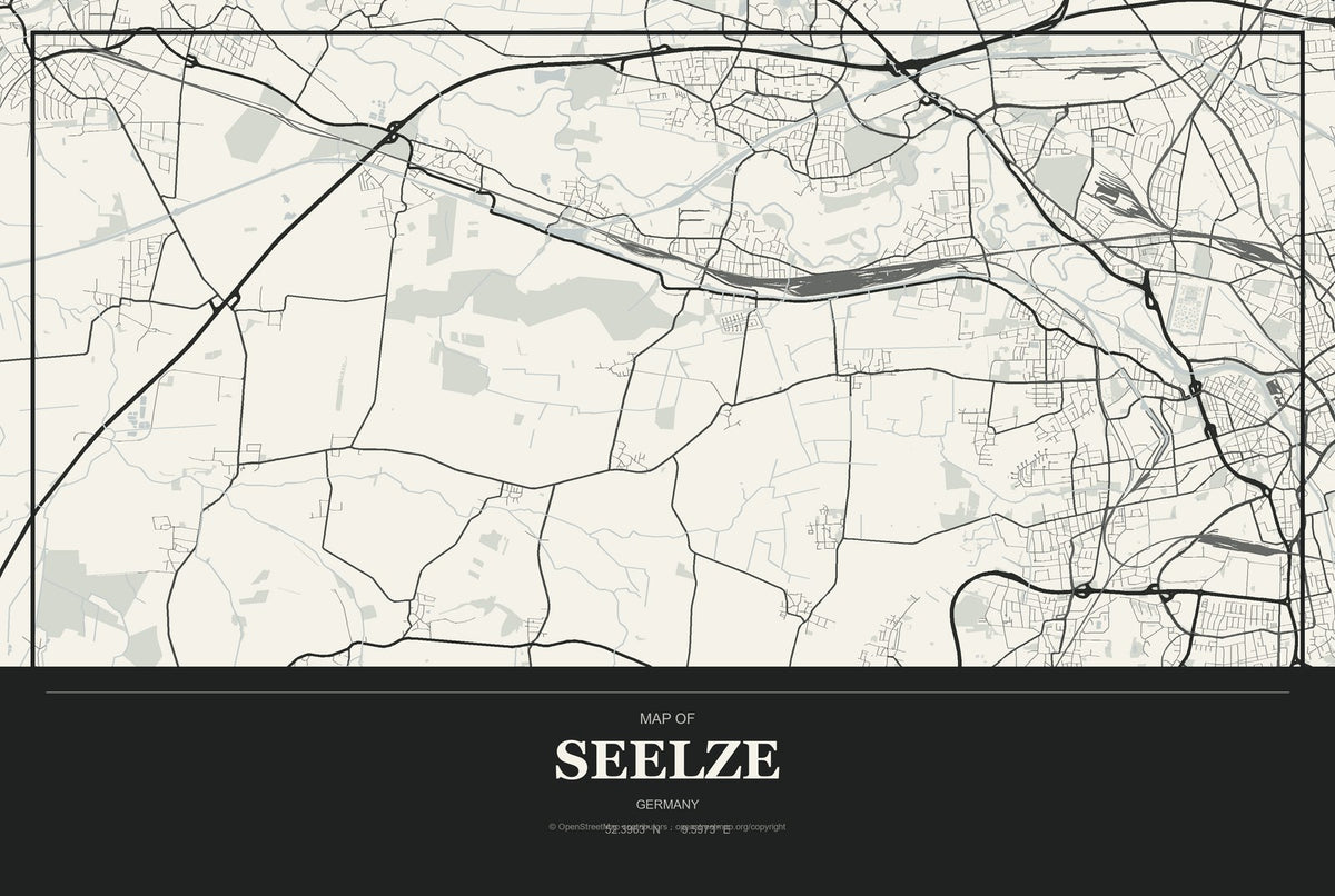 Seelze, Germany City Map Aluminum Sign in Museum Plaque style
