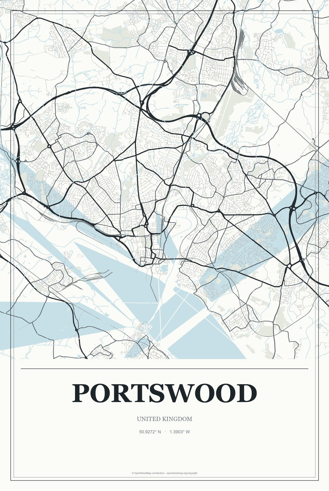 Portswood, United Kingdom City Map Aluminum Sign in Gallery Air style