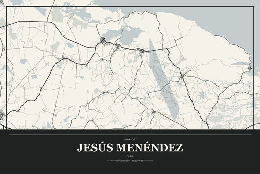 Jesús Menéndez, Cuba City Map Aluminum Sign in Museum Plaque style