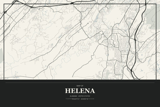 Helena, Alabama City Map Aluminum Sign in Museum Plaque style