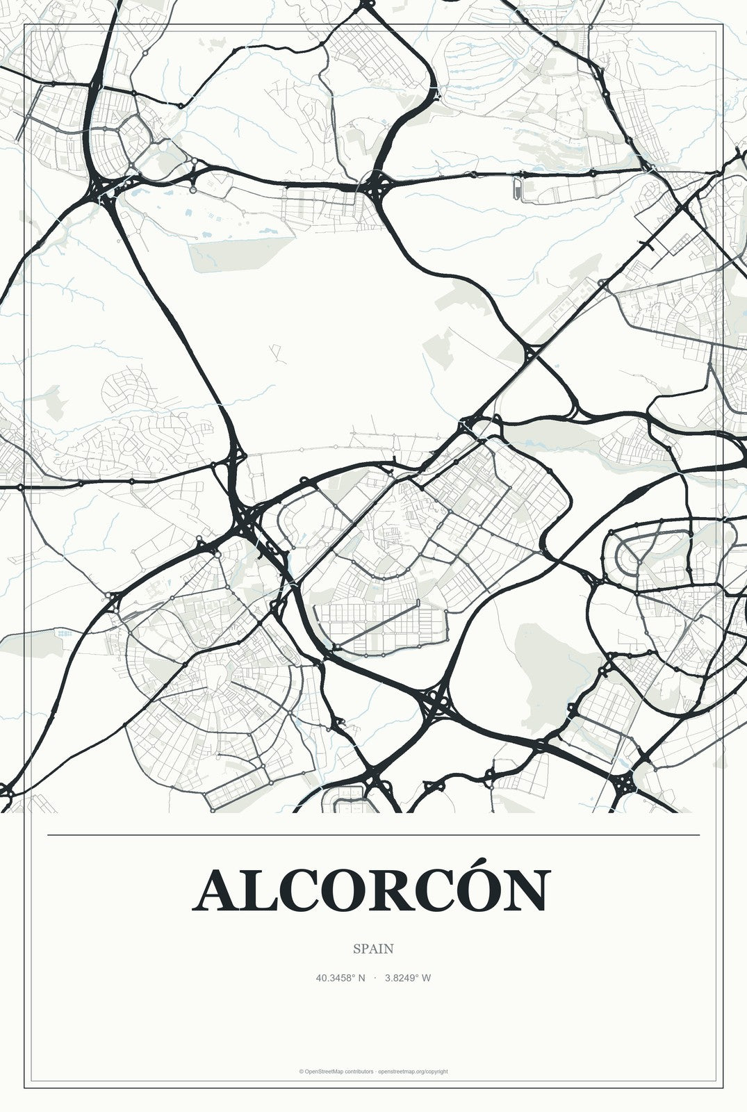 Alcorcón, Spain City Map Aluminum Sign in Gallery Air style