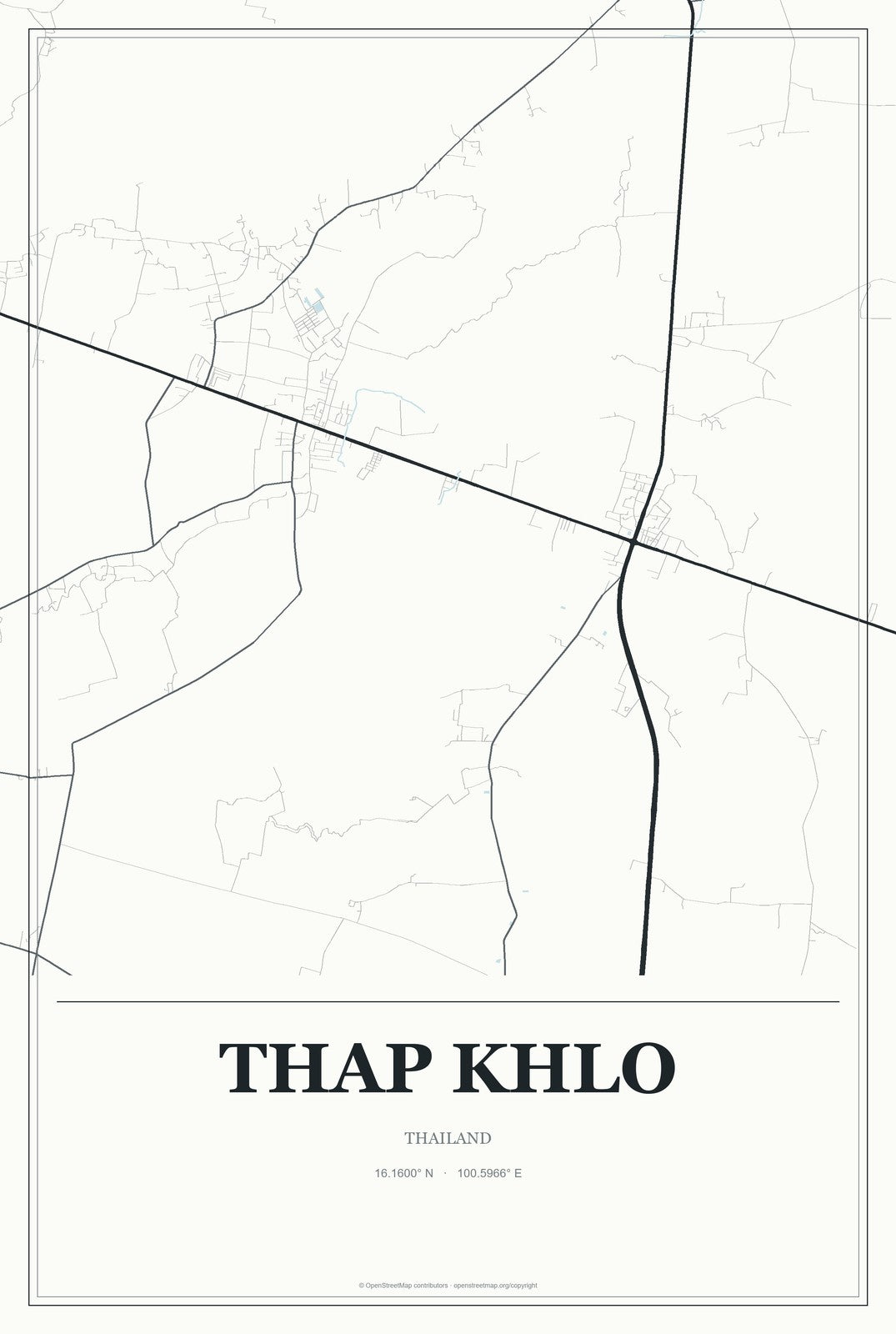 Thap Khlo, Thailand City Map Aluminum Sign in Gallery Air style