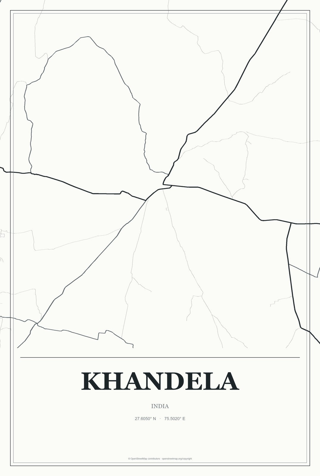 Khandela, India City Map Aluminum Sign in Gallery Air style