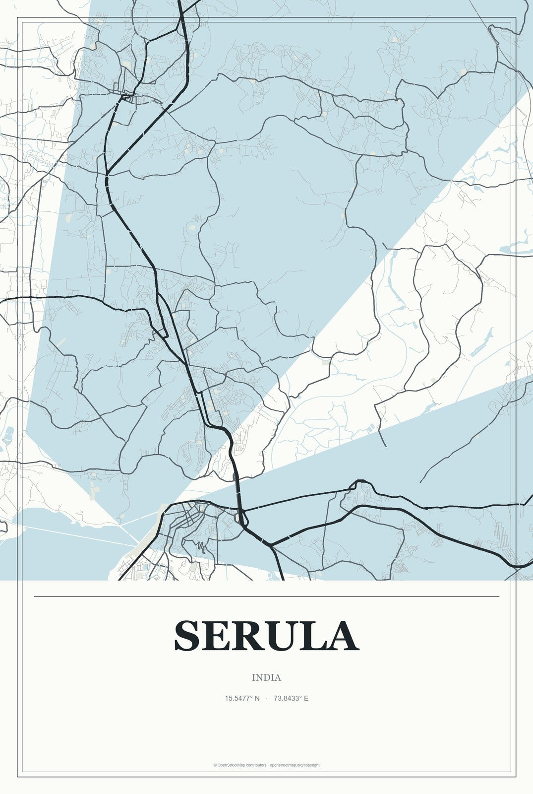 Serula, India City Map Aluminum Sign in Gallery Air style