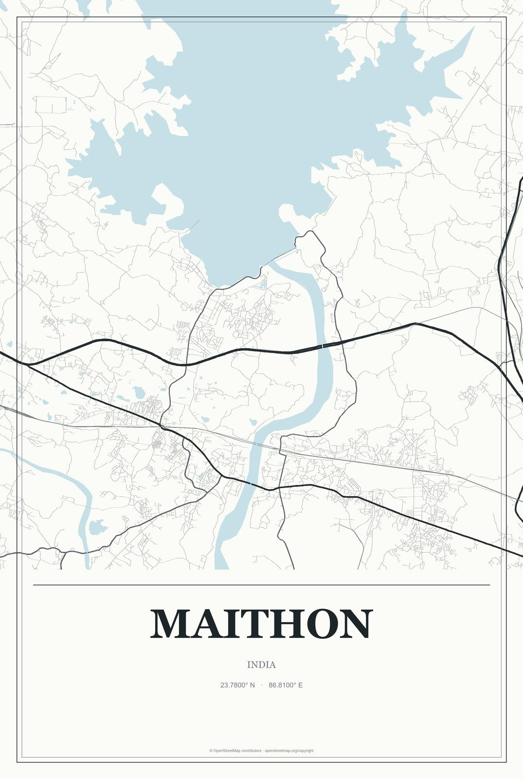 Maithon, India City Map Aluminum Sign in Gallery Air style