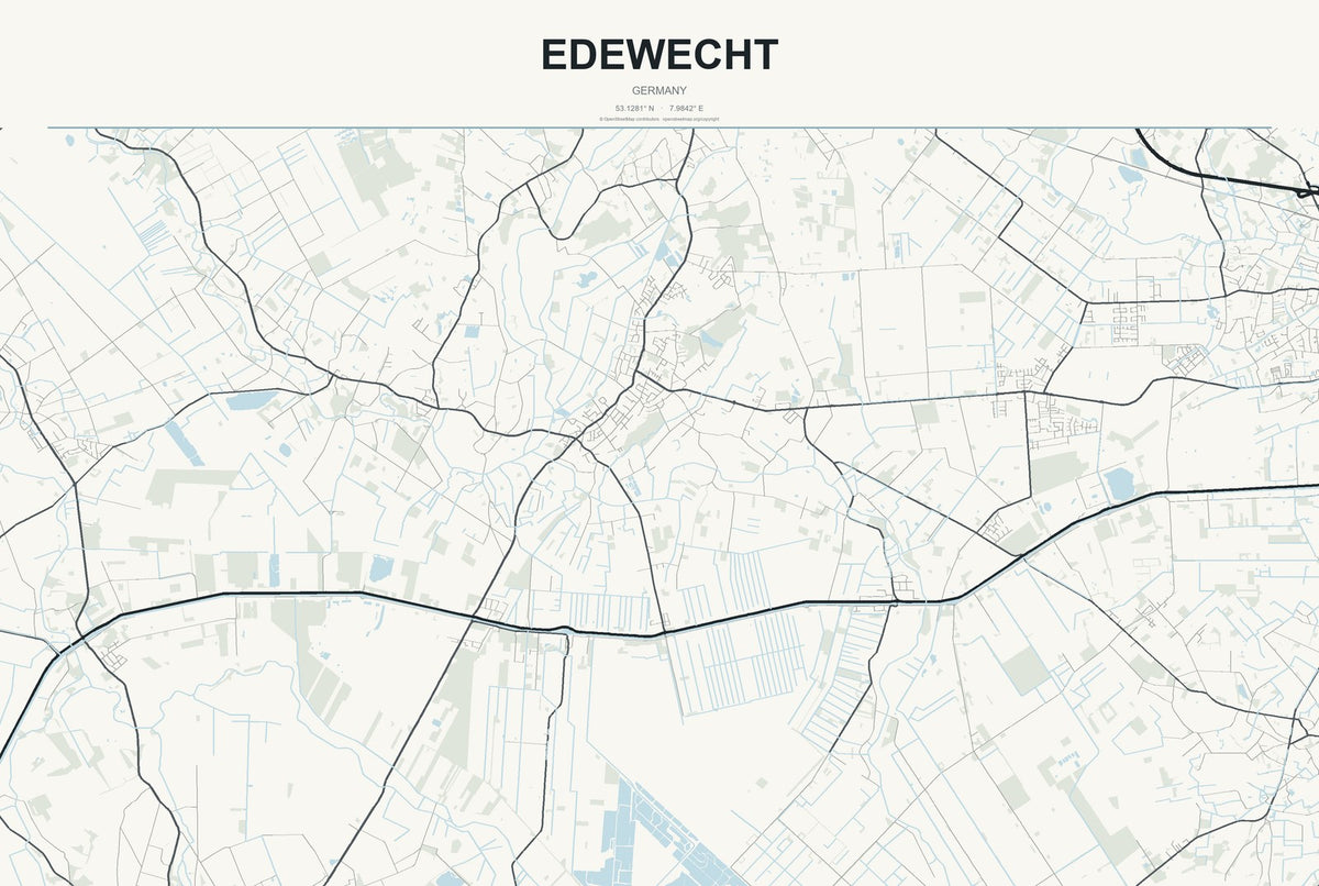 Edewecht, Germany City Map Aluminum Sign in Headline Atlas style