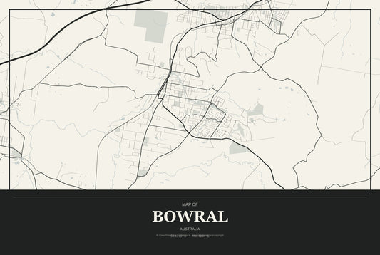 Bowral, Australia City Map Aluminum Sign in Museum Plaque style