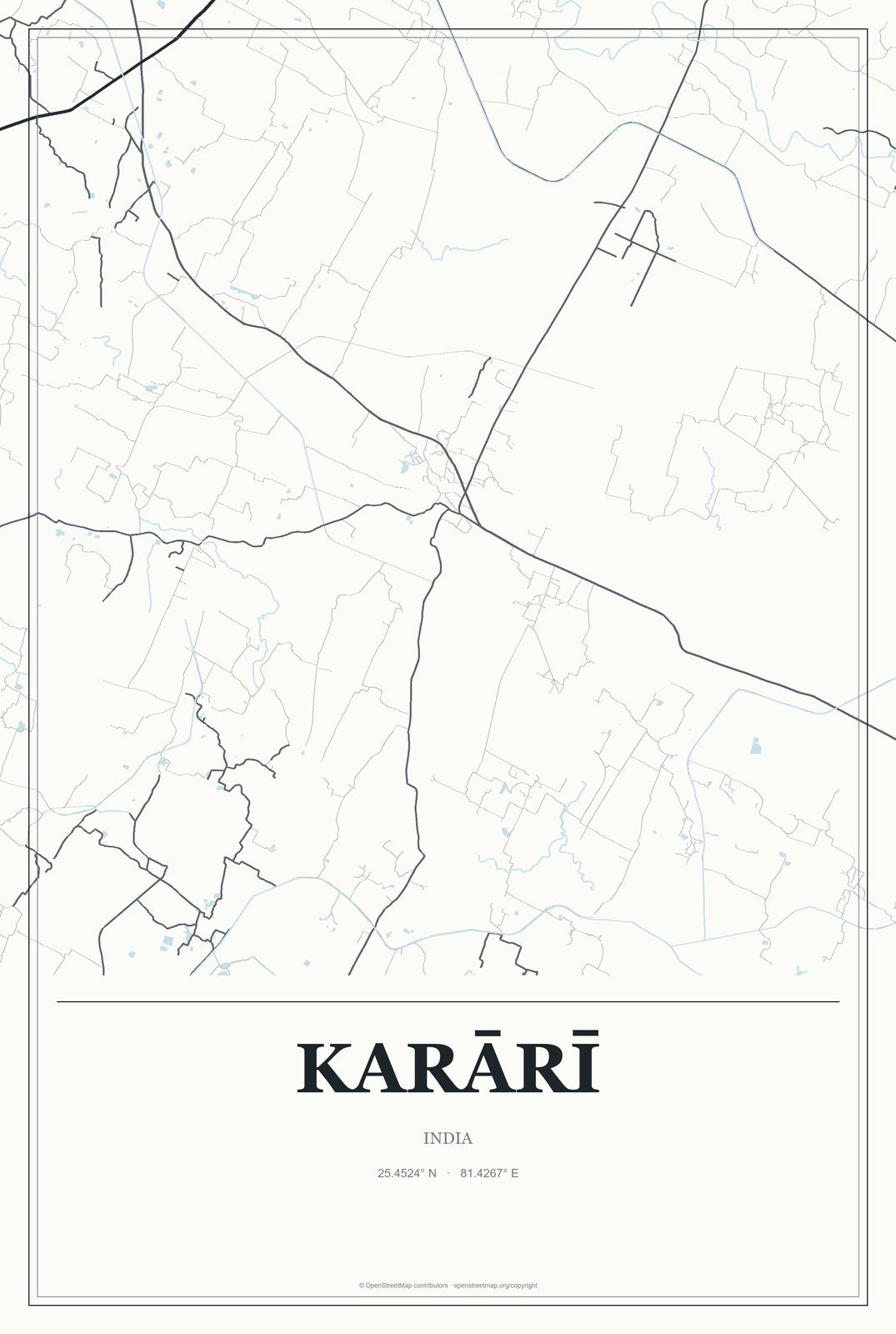 Karārī, India City Map Aluminum Sign in Gallery Air style