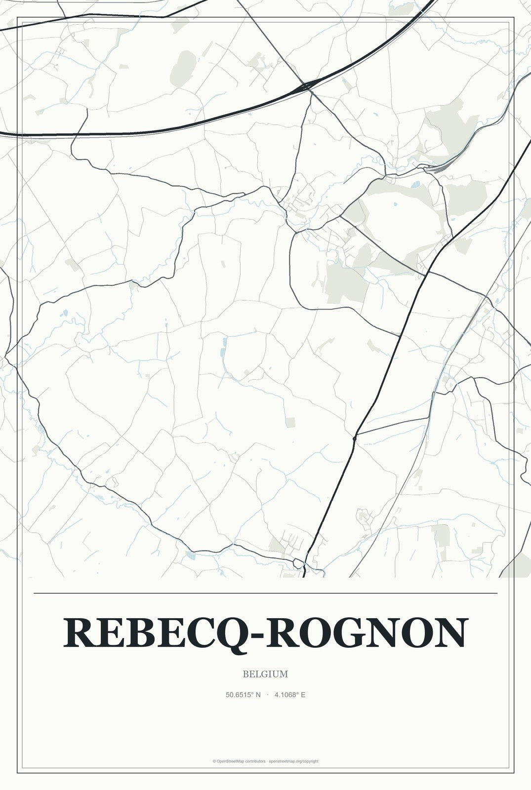 Rebecq-Rognon, Belgium City Map Aluminum Sign in Gallery Air style