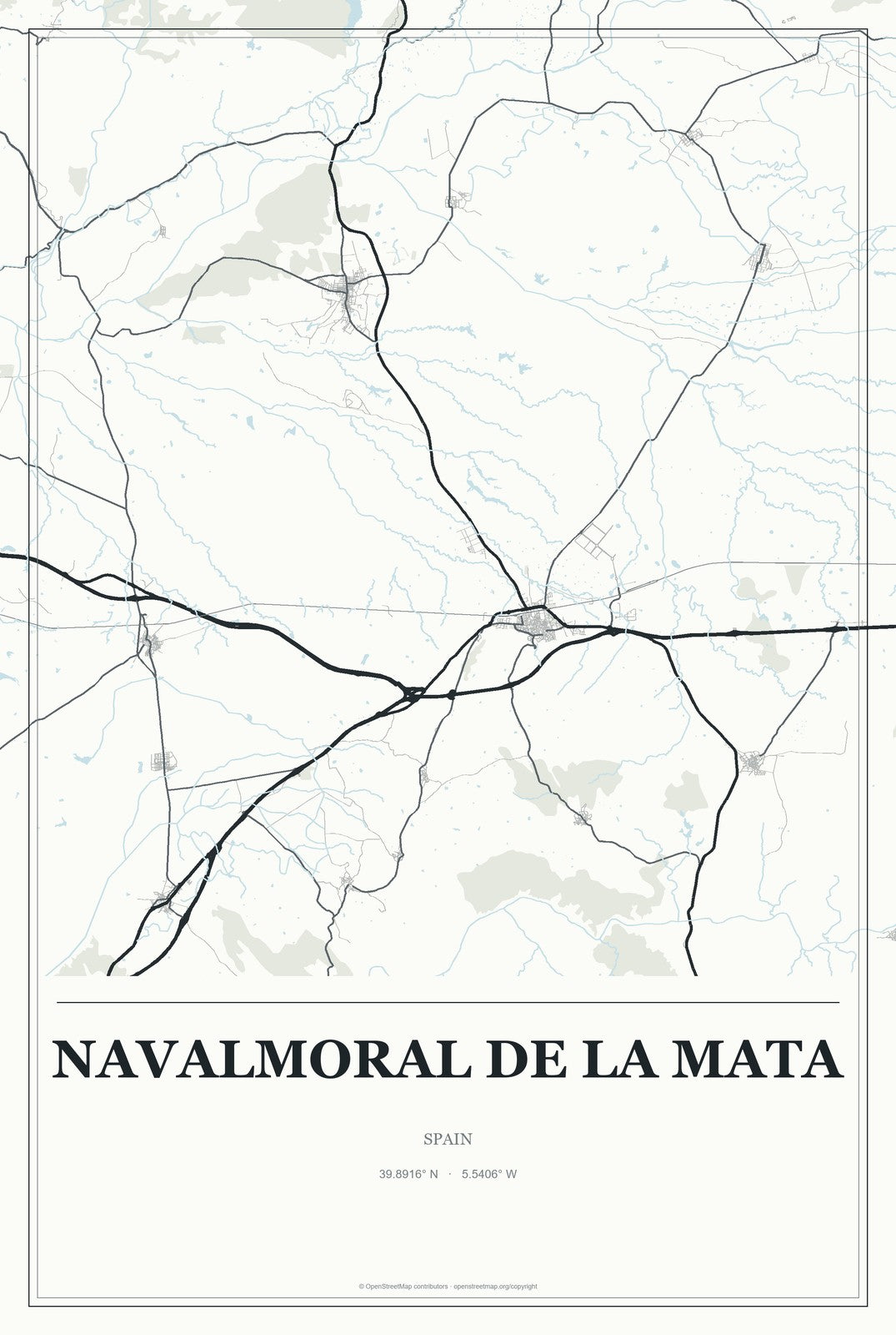 Navalmoral de la Mata, Spain City Map Aluminum Sign in Gallery Air style