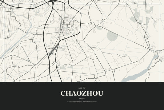 Chaozhou, Taiwan City Map Aluminum Sign in Museum Plaque style