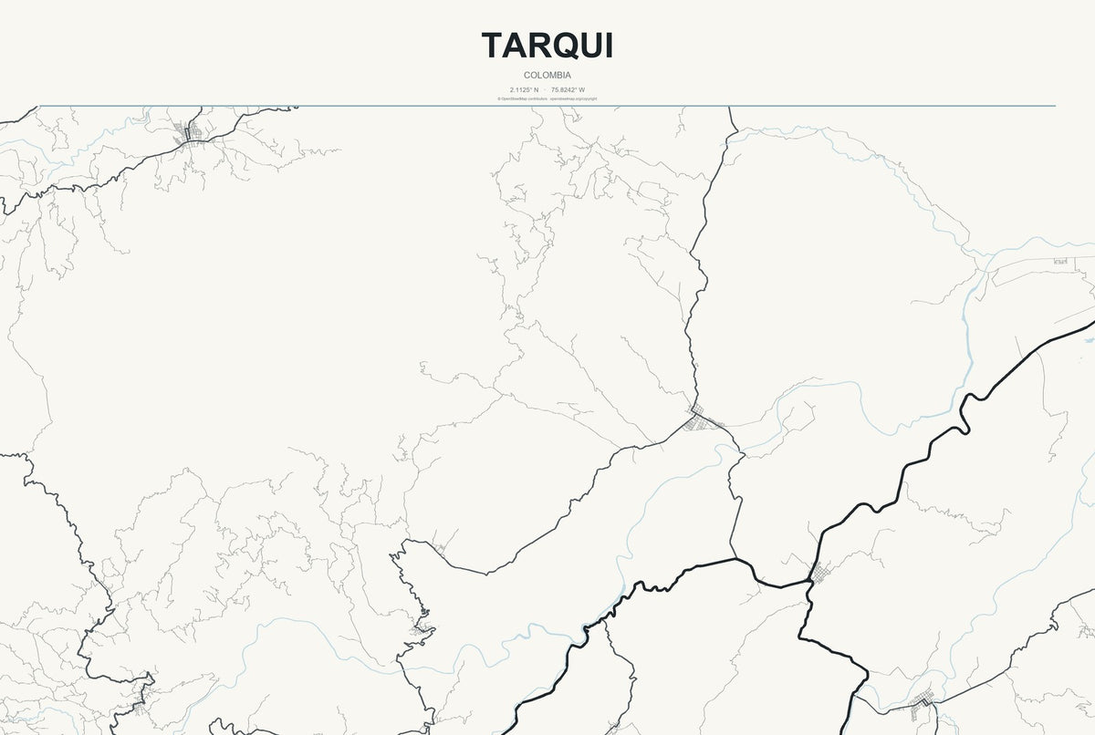 Tarqui, Colombia City Map Aluminum Sign in Headline Atlas style