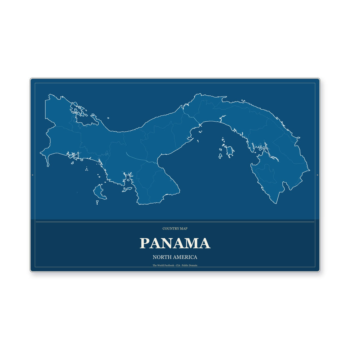 Panama Country Map Aluminum Sign in Harbor Cobalt style