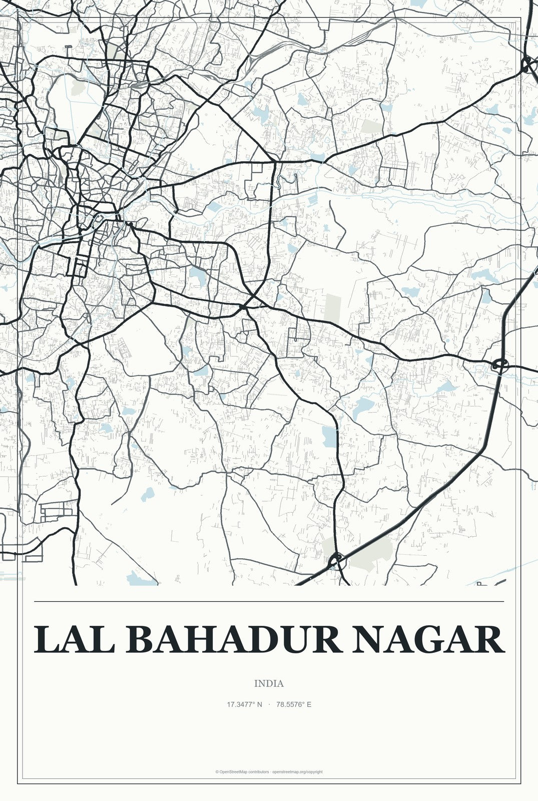 Lal Bahadur Nagar, India City Map Aluminum Sign in Gallery Air style