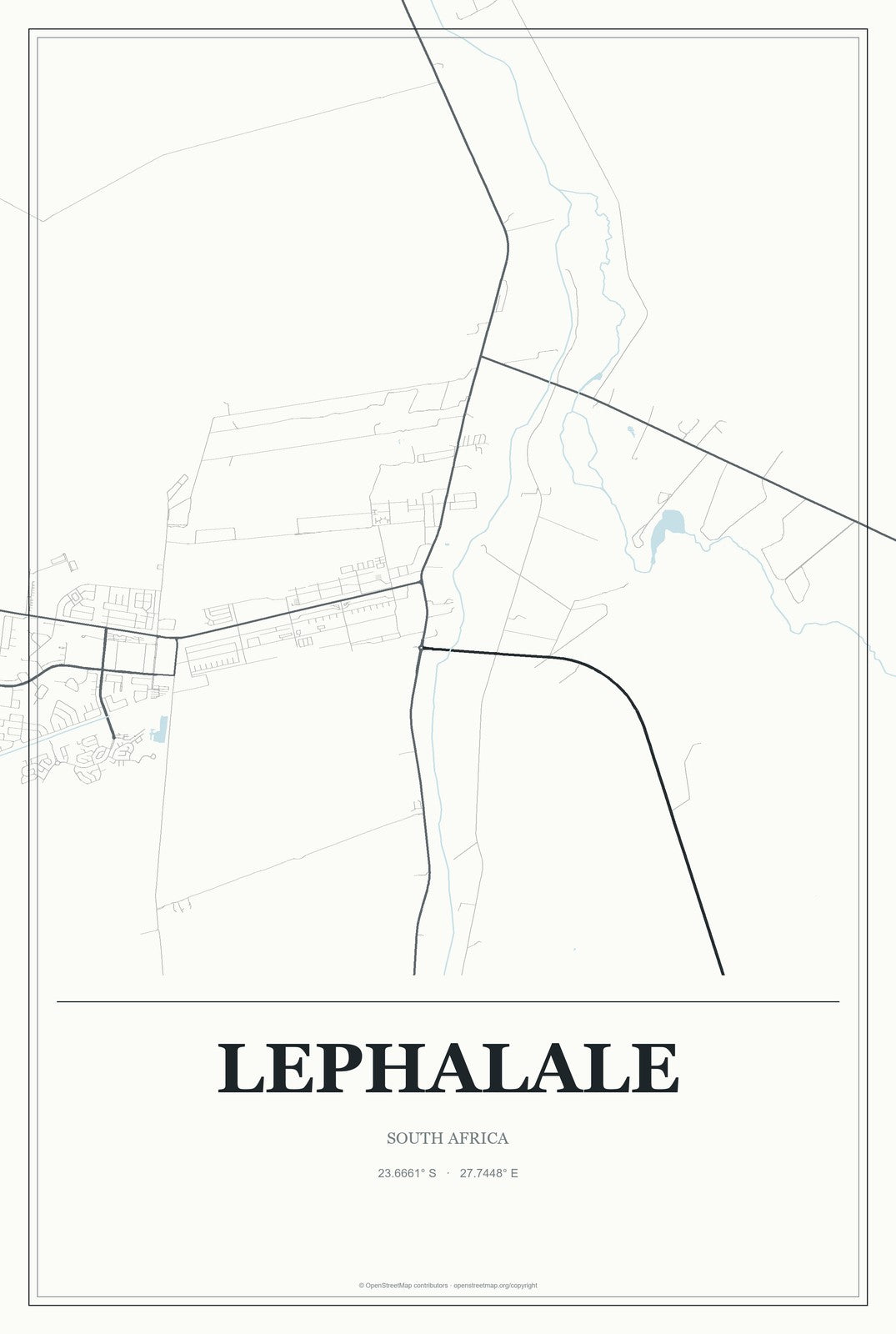 Lephalale, South Africa City Map Aluminum Sign in Gallery Air style