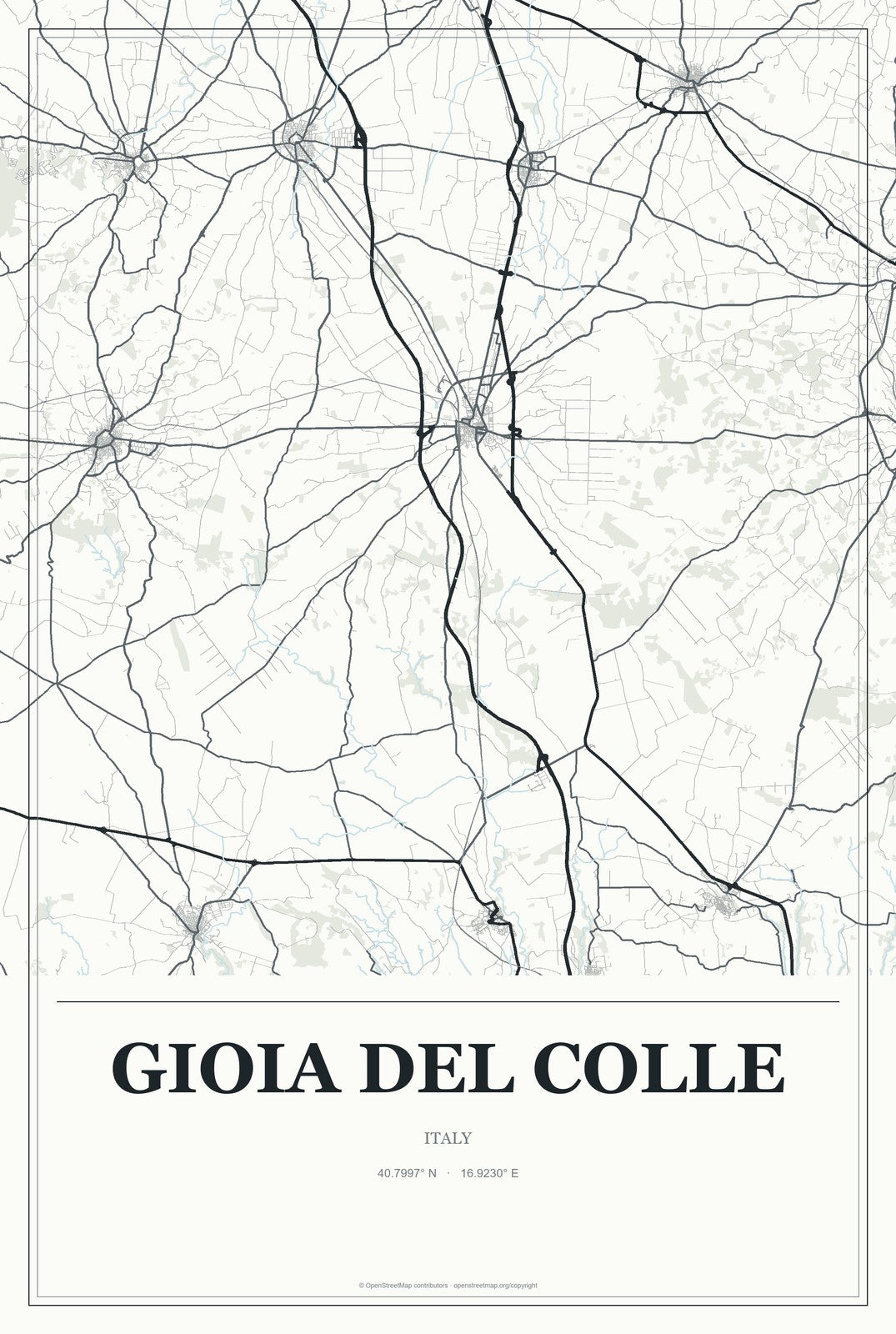 Gioia del Colle, Italy City Map Aluminum Sign in Gallery Air style