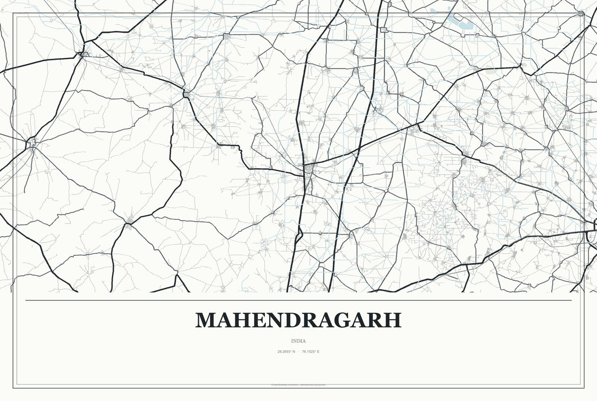 Mahendragarh, India City Map Aluminum Sign in Gallery Air style