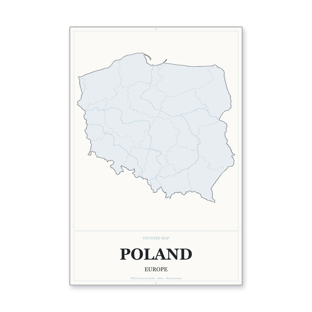 Poland Country Map Aluminum Sign in Gallery Air style
