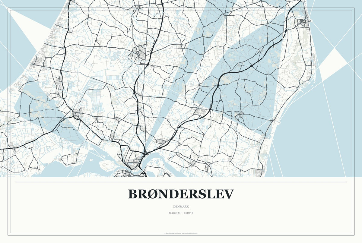 Brønderslev, Denmark City Map Aluminum Sign in Gallery Air style