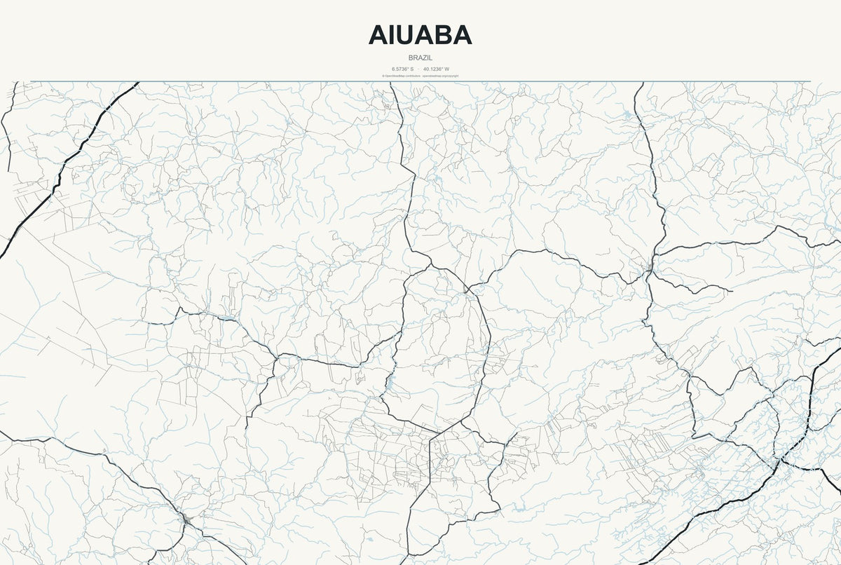 Aiuaba, Brazil City Map Aluminum Sign in Headline Atlas style