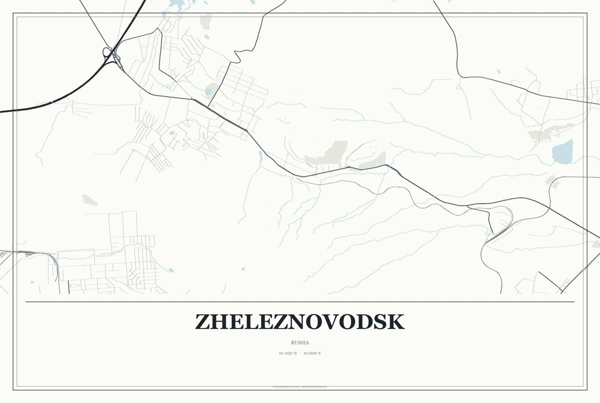 Zheleznovodsk, Russia City Map Aluminum Sign in Gallery Air style