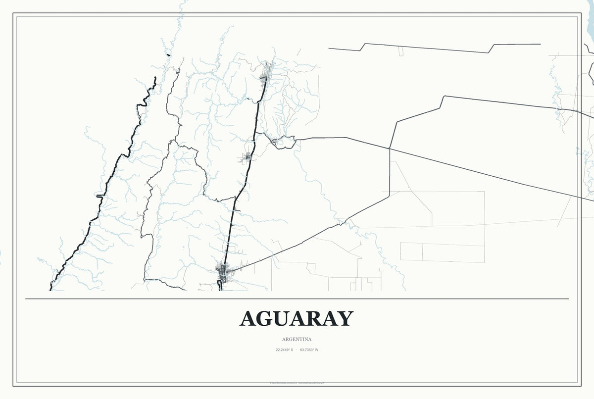 Aguaray, Argentina City Map Aluminum Sign in Gallery Air style
