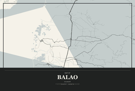 Balao, Ecuador City Map Aluminum Sign in Museum Plaque style