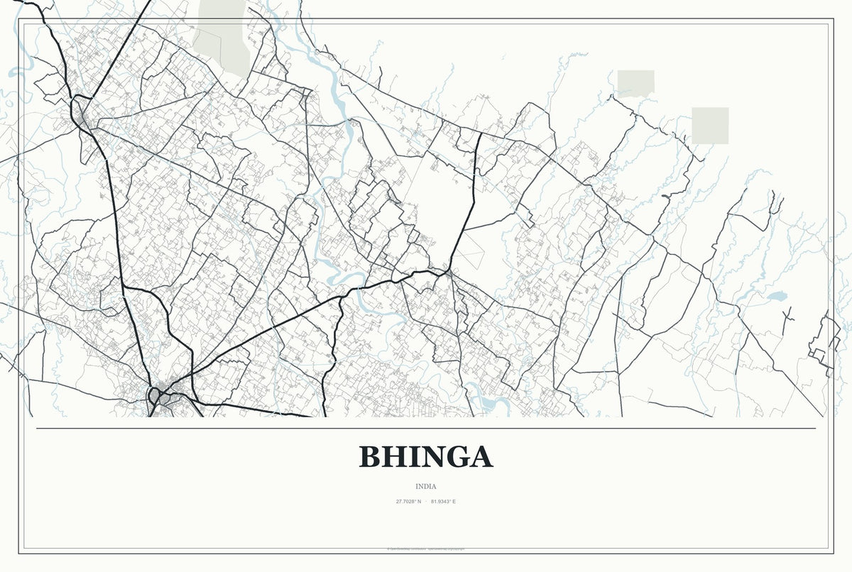 Bhinga, India City Map Aluminum Sign in Gallery Air style